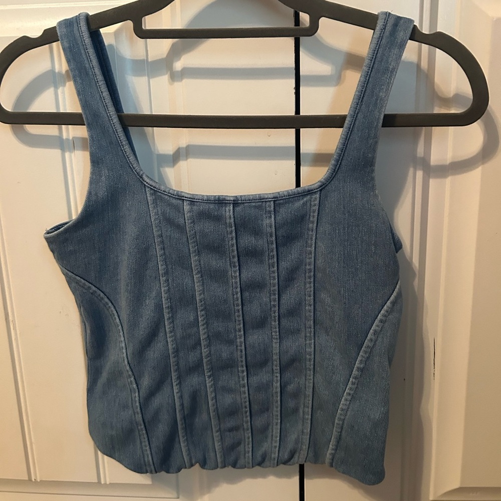 Stylish Blue Denim Sleeveless Top